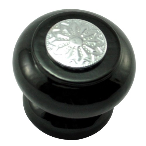 41mm Mushroom Wooden Cabinet Knob with Polished Chrome Coin 